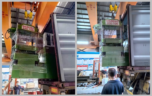 شحنة جديدة من Shunhao مكونة من 200 طن من آلات ضغط أدوات المائدة من الميلامين